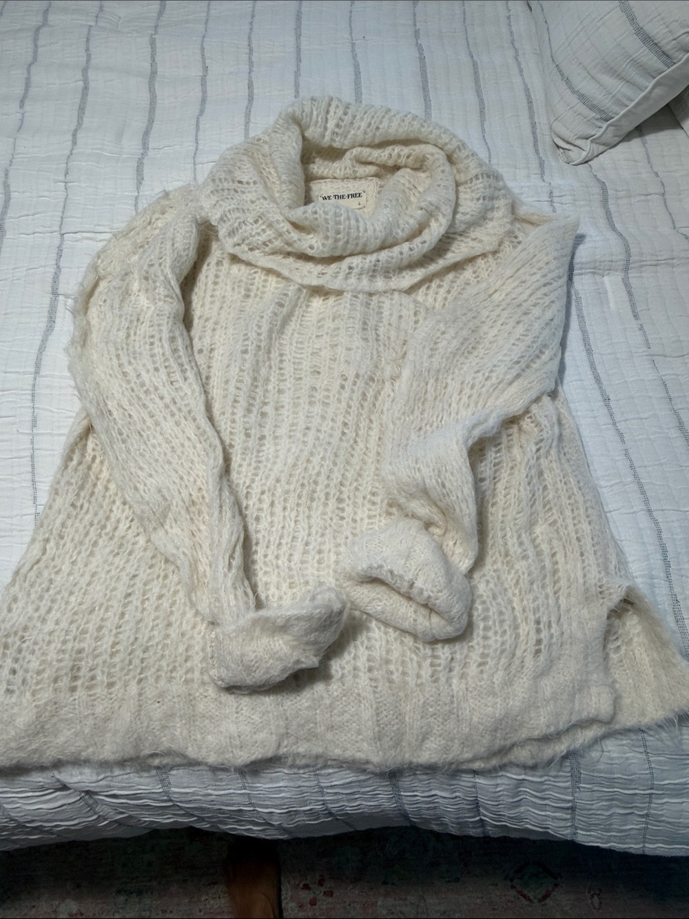 We The Free Creamy Off-White Chunky Cowl Sweater